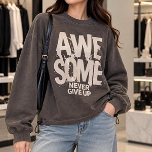 Женский свитшот oversize с принтом — стильный streetwear из плотной ткани