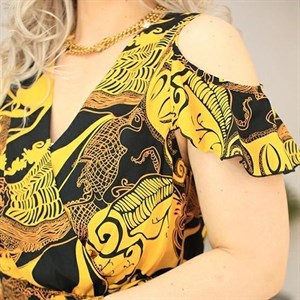 Длинный сарафан Валерия из штапеля с ярким принтом