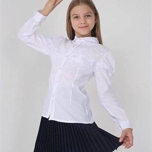 Купите стильные белые блузки оптом от фабрики SASHA | Доступные размеры 128/152 для детей от 7 до 12 лет
