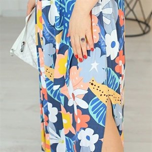 Длинный сарафан Валерия из штапеля с ярким принтом