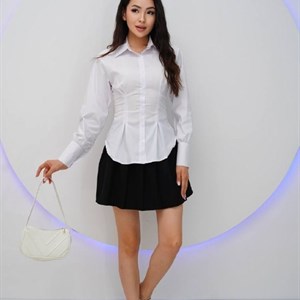 Женская рубашка оптом белая приталенный крой ХБ 100% стрейч ADEM collection