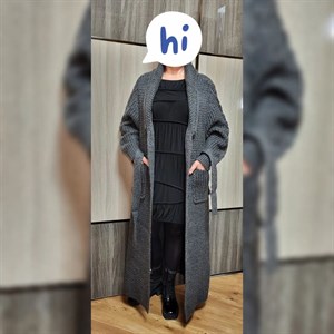 Модель 987 Вязаное пальто Шерсть Крупная вязка на