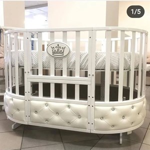 Кроватка овальная 6в 1 с мягкой обивкой Цена 25000