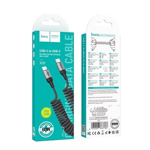 HOCO X121 кабель витой пружинный USB-C to USB-C / Lightning — до 1.5 м, нейлоновая оплетка
