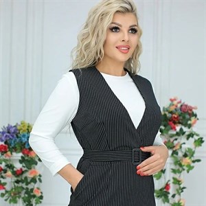 Деловой сарафан Оливия из трикотажа с принтом полоска