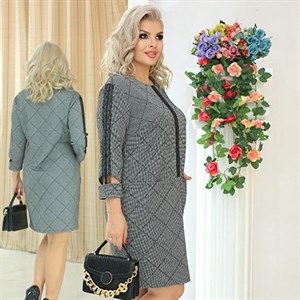 Деловое платье Саманта из трикотажа с тесьмой Полуприлегающий