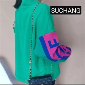 Модель SC6109 Комбинированный свитшот трикотаж вязаный