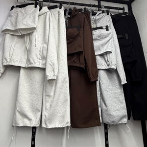 Комплект тройка: худи на молнии, топ-корсет и широкие брюки с кулиской — оверсайз